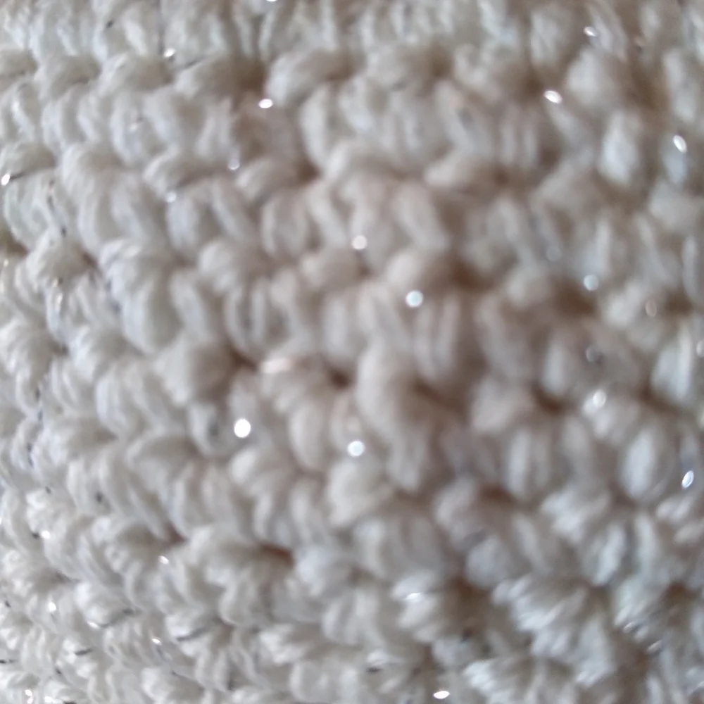 White Sparkle Knit Hat w/ Flower Detail | Size OS